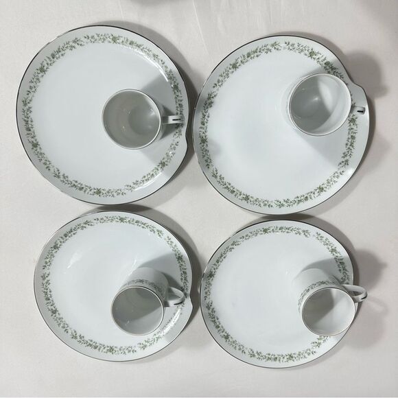 Mikasa Vintage Japan Set Of 4 Plates & Cups Montclaire Porcelain Dishwasher - Picture 5 of 12